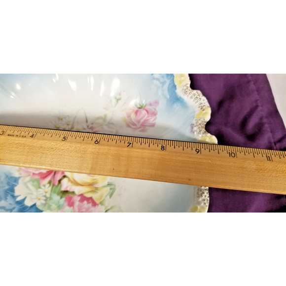 Antique RS Prussia Pink Roses Gold Trim Porcelain Bowl 9.5" Gilded Age - Picture 5 of 9